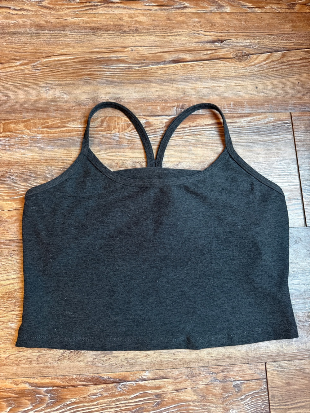 Beyond Yoga Charcoal Black Cropped Double-Strap Tank